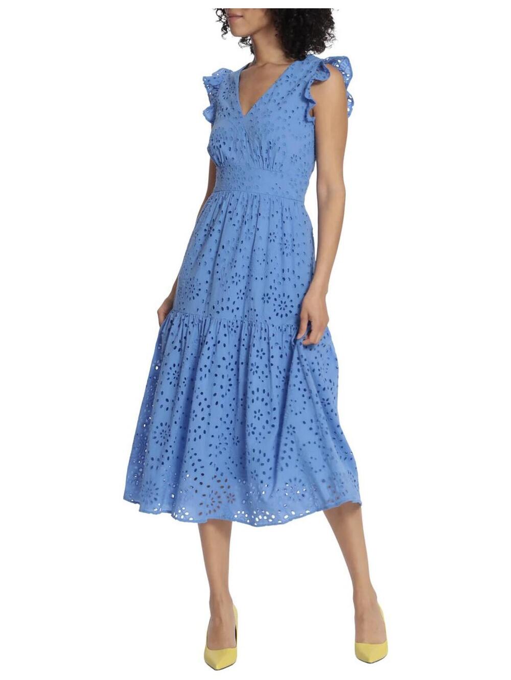 Maggy London Faye Below the Knee Fit & Flare Dress Marina Blue NWT Size 2 - Picture 4 of 8